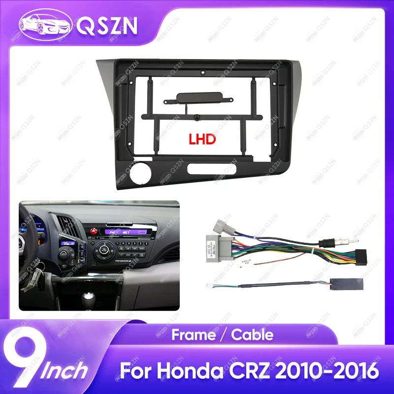 Pre Honda CRZ 2010-2016 LHD 9 palca Rádio Rádio Rádiu Stereo Audio Screen Multimedia Video Player Player navigačné káble Postroj