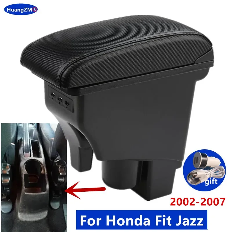 Pre Honda Jazz lakťovú skrinku pre Honda Fit Jazz 1 Auto lakťová lakťová lakťová koliesková dopravná škatuľa