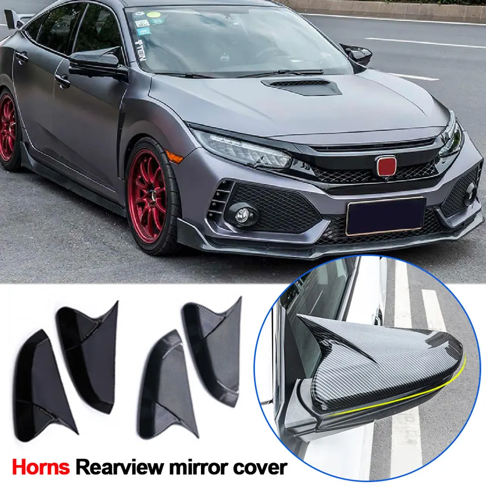 Pre Honda pre Civic 2016-2019 Zadný výhľad zrkadlového krytu zrkadla Kryt Krs Roh ABS Gloss Black Bočné kryt
