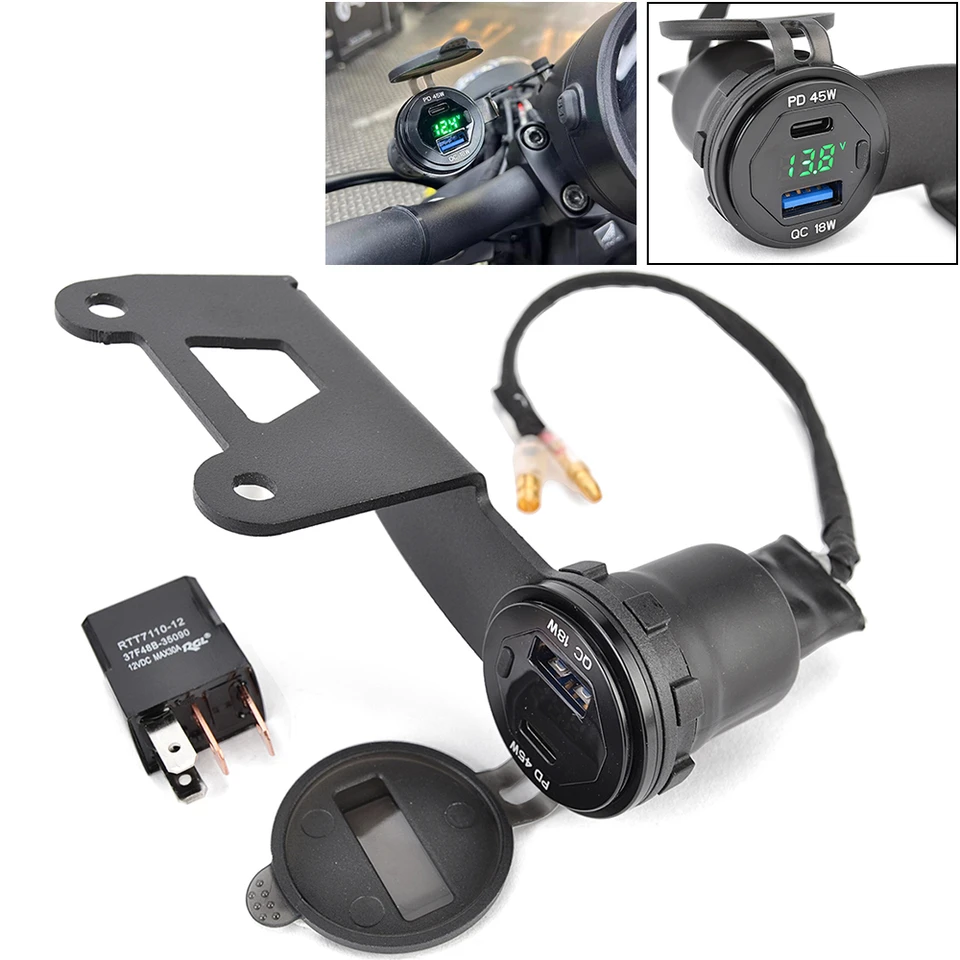 Pre Honda Rebel CMX300 CMX500 2022-2024 CM300/CM500 2023 2024 Socket Charger USB+ C Type