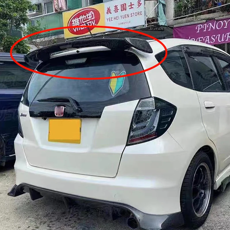 Pre Honda's Fit Jazz Zadná strecha Spoiler Wing Wing Abs Carbon Black Sports Modification Kit2008 2009 2010 2012 2012 2013 2013