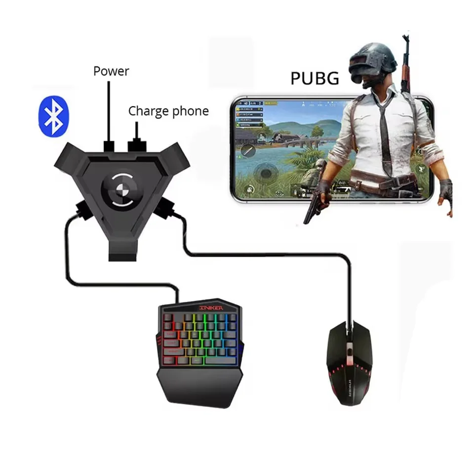 Pre hry FPS PUBG COD Mobilný telefón Gamepad Converter Adapter pomocou hrania myši na čele na univerzálnom telefóne