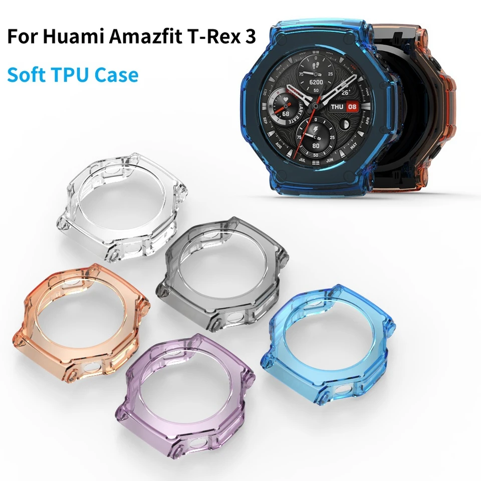 Pre Huami AmazFit T-Rex 3 Soft TPU Case Ochranné shell Smart Watch Rám pre Huami AmazFit T-Rex3 Bumper Accessories