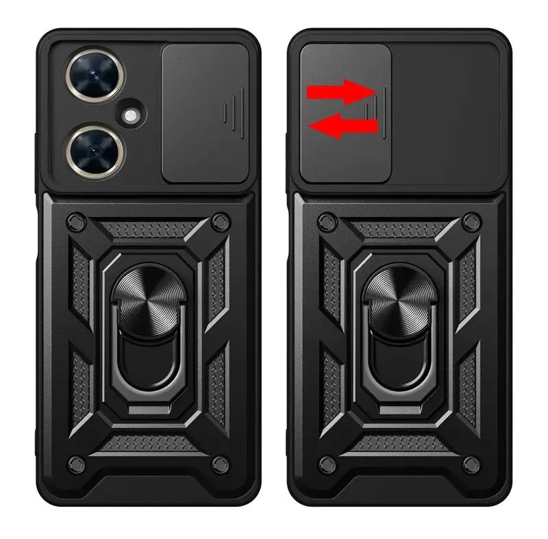 Pre Huawei Nova 11i 11 Pro Shock odolný voči pancierovým telefónom pre Honor90 Honor90 Lite Slide Camera Ochrana Ochrana stojanu na stojan na prsteň