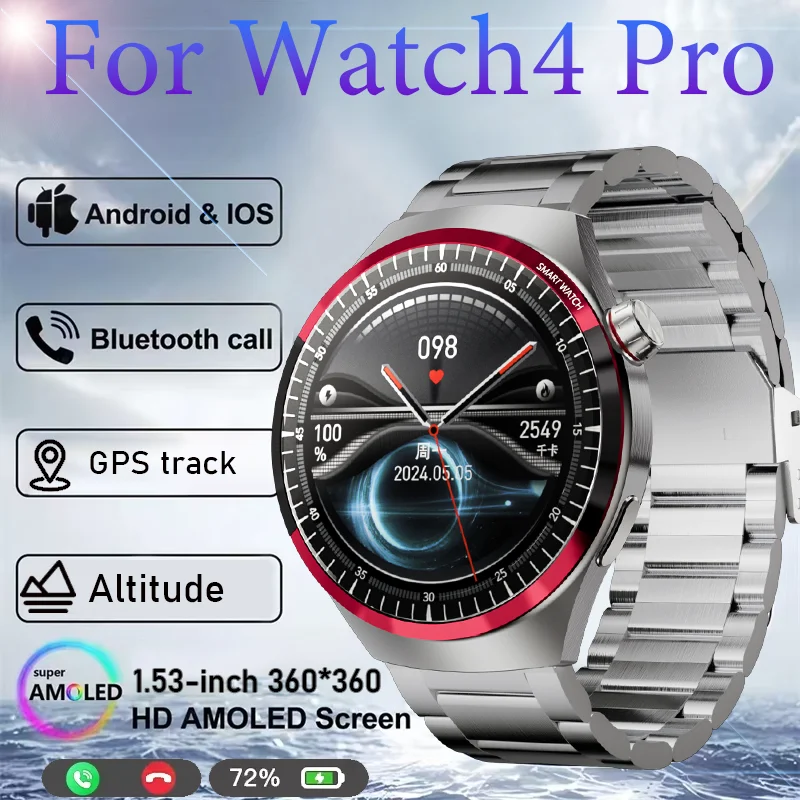 Pre Huawei Outdoor Sports Smart Watch Men Amoled Screen Screen NFC GPS Compass srdcová frekvencia Vodotesná Bluetooth Call SmartWatch 2024 Nový