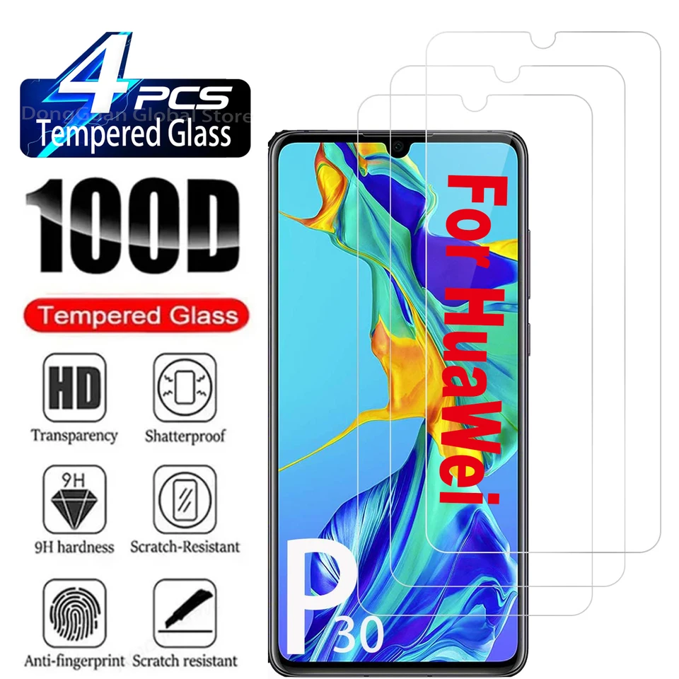 Pre Huawei P30, Temperované sklo, 2/4ks 9H HD Ochranca obrazovky