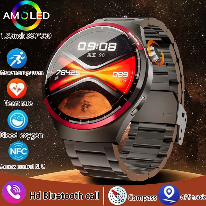 Pre Huawei Xiaomi GT4 Pro GPS Track Bluetooth Call NFC Control Control 1,53-palcový AMOLED Witerproof Motion Tracking Smartwatch Smartwatch