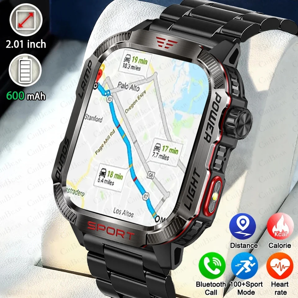 Pre Huawei Xiaomi New Bluetooth Call SmartWatch 2,01 palca obrazovky 600 MAH batéria Compass vojenský vonkajší vodotesný inteligentný