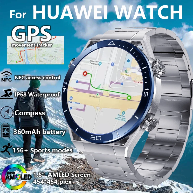 Pre Huawei Xiaomi NFC Smart Watch Men GPS Tracker AMOLED 454*454 HD SCRES SCRES EKG+PPG Bluetooth Call 2025 Smartwatches
