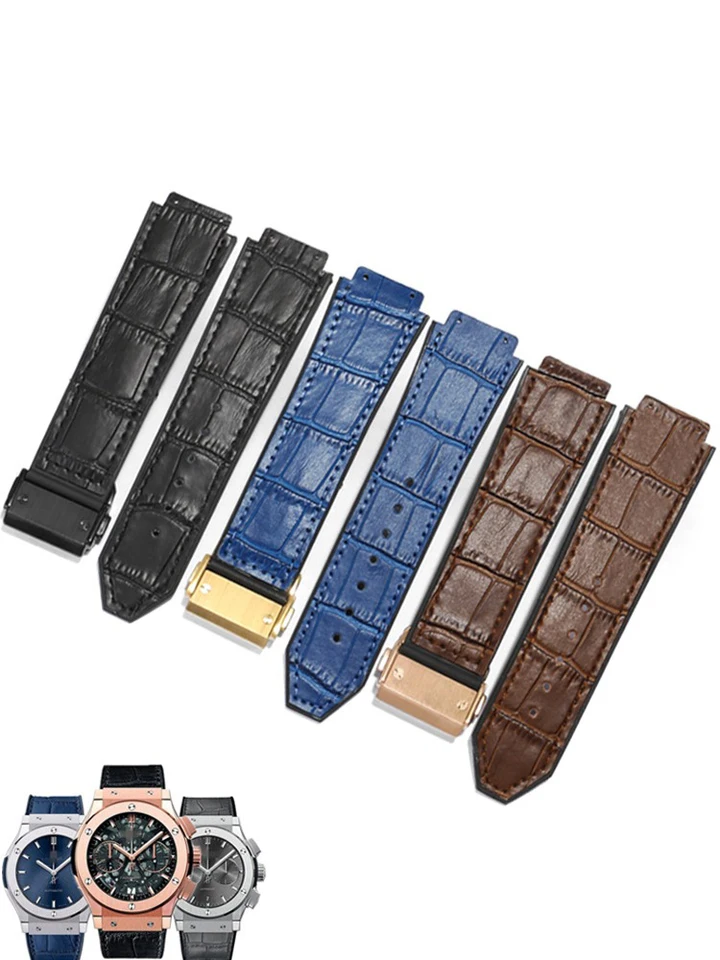 Pre Hublot Big Bang Series Originálne kožené hodinky hodinky Watch Watch Náramok s náramkami Doplnky 26 mm-19mm Men Women Watchband