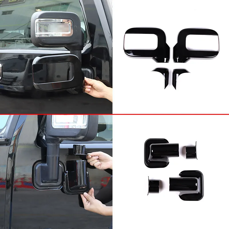 Pre Hummer H2 2003-2009 ABS Čierne auto Vonkajšie zrkadlo Kryt spätného zrkadla Základná škrupina dekoratívna krytka Nálepka automatické príslušenstvo