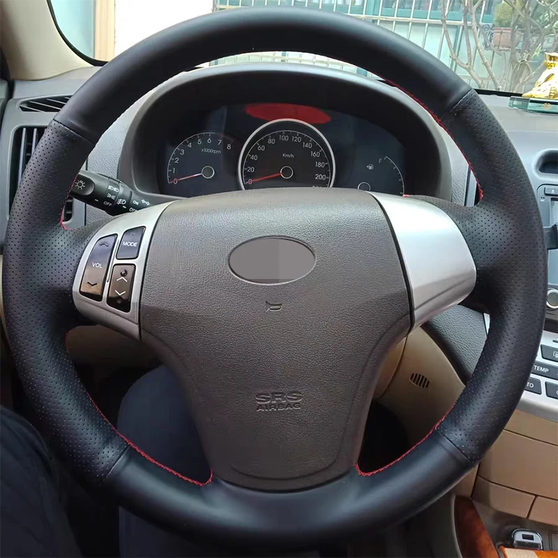 Pre Hyundai Elantra 2008-2010 DIY ručne šité čierne kožené auto na volant