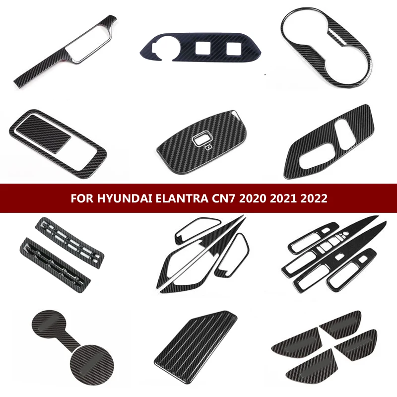 Pre Hyundai Elantra CN7 2020 2021 LHD uhlíkové vlákno celé vnútorné prístupy
