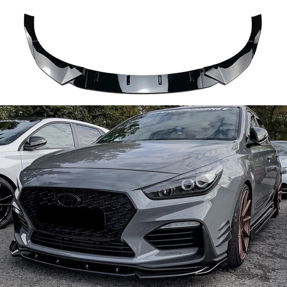 Pre Hyundai i30n MK3 2017 2018 2019 GLOS Black/Fibre Look SPOREPLEPLE SPOILER LIP LOP LOTPITTER BLADE SPLITTER