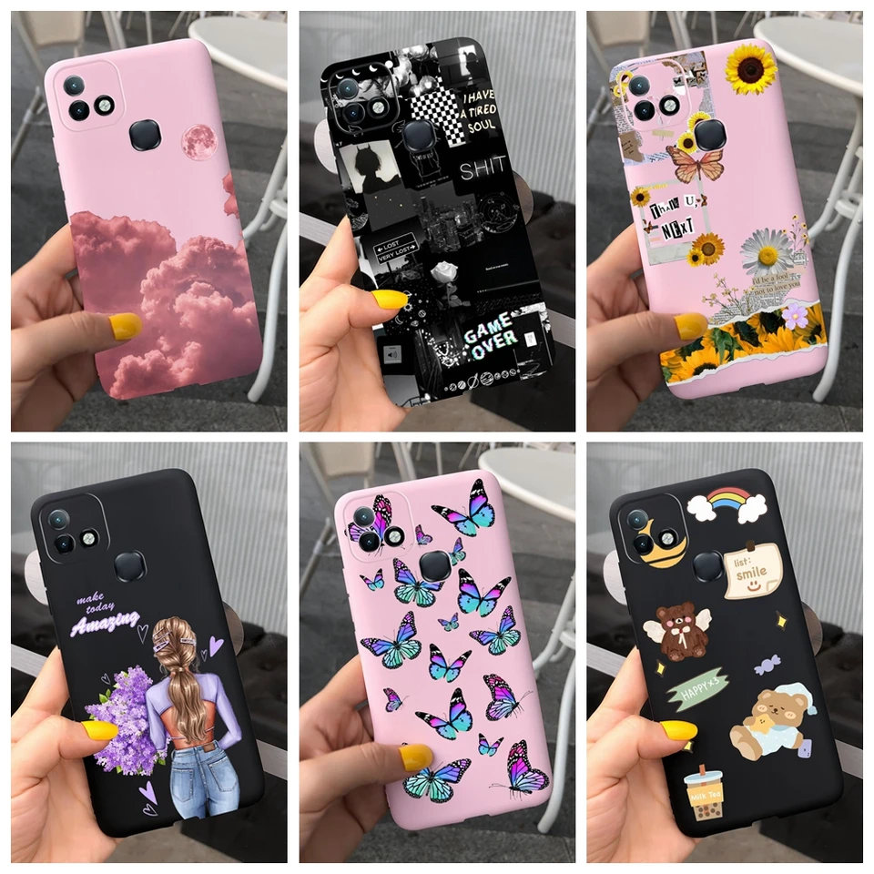 Pre infinix Hot 10i Case Shock odolný voči roztomilému zadnému krytu Soft Silikón TPU pre Infinix Hot 10i Hot10i Pase X659B 6.52 '' Funda