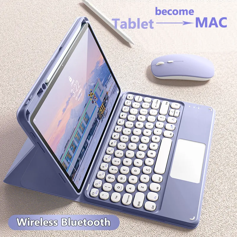 Pre iPad vzduch 11 palcov 2024 Air6 5 4 3 Pro 12.9 2022 Vzduch 13 10,9 10,2 9. 8. 7. okrúhly kľúče puzdro Klávesnica Bluetooth Case Cover