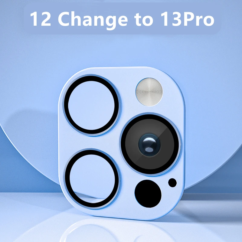 Pre iPhone 12 až 13 Pro Camera objektívov kovový krycí film Seconds Seconds Zmení 12 až 13Pro objektív falošný ochranca temperovaného skla