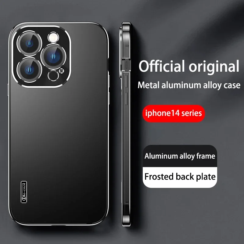 Pre iPhone 16 15 Pro Max Case Case Metal Hliníková zliatina ultrathin originálna farba Full Color Prevencia šošovky Zadný kryt