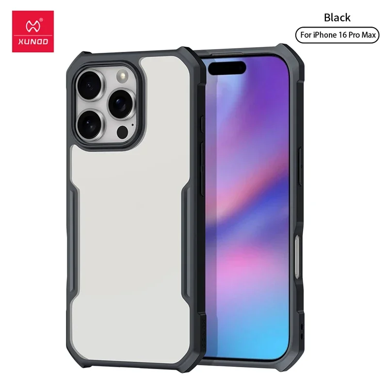 Pre iPhone 16 Pro Max Case Xundd Airbags Shock odolný voči PC + TPU Clear zadný kryt pre 16 pro max shell fonda