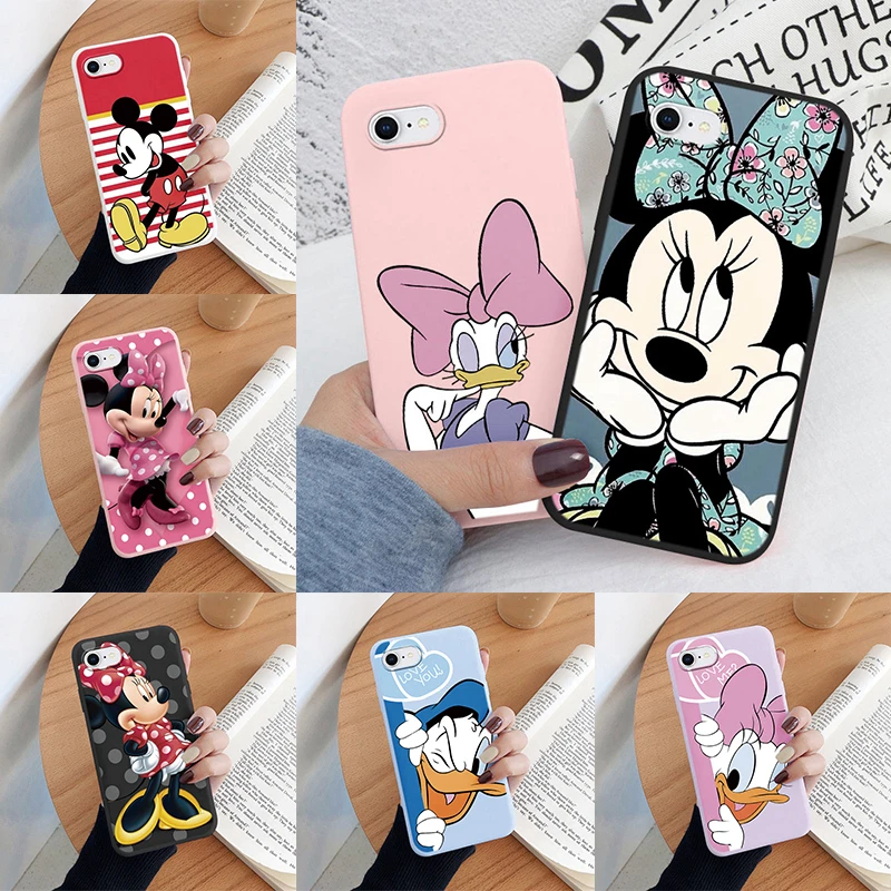 Pre iPhone 6 6s Plus Pase Puzter Pink Mickey Mouse Minnie Cover Soft TPU Fundas pre iPhone 6 6S+ 6+ iPhone6 ​​tašky Donald Duck Cute Cute