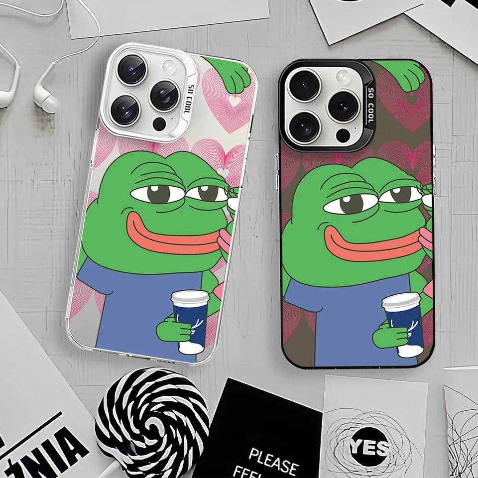 Pre iPhone P-Pepes Funny The Frogs 12 11 13 14 15 16 Max Pro Plus Mini ochranná obálka IMD telefónne puzdro