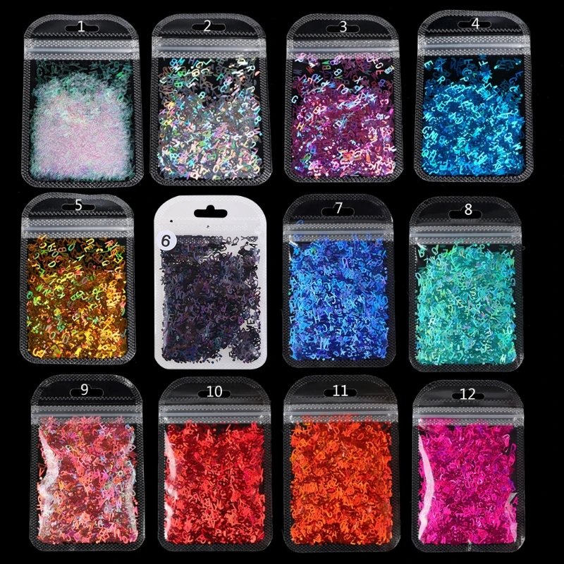 pre iskrivé anglické písmená trblietky Flitre pre DIY Crystal UV Epoxidové živice plesne 3D holografické nechty