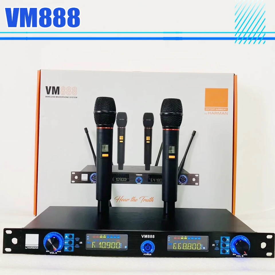 Pre jbl bezdrôtový mikrofón VM888 jeden až dva kovové KTV anti píšťalka mikrofón FM mikrofón