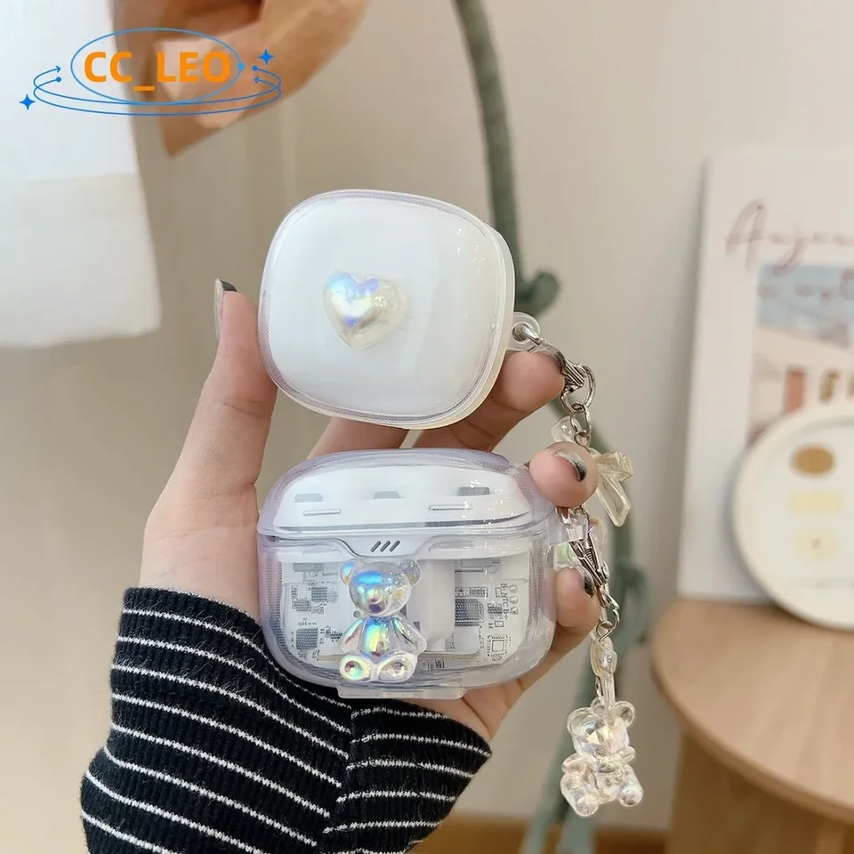 Pre jbl melódie puzdro Clear Soft Case Cartoon Bear roztomilý prívesok jbl melódie púčiky s nárazovým ochranným krytom