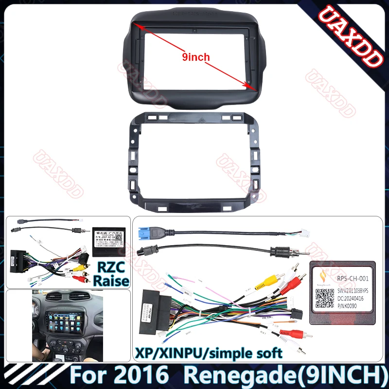 Pre Jeep 2016 Renegade 9inch Car Radio Android Stereo Audio Screen Multimedia Video Player Player Navigačné káble zväzkový rám