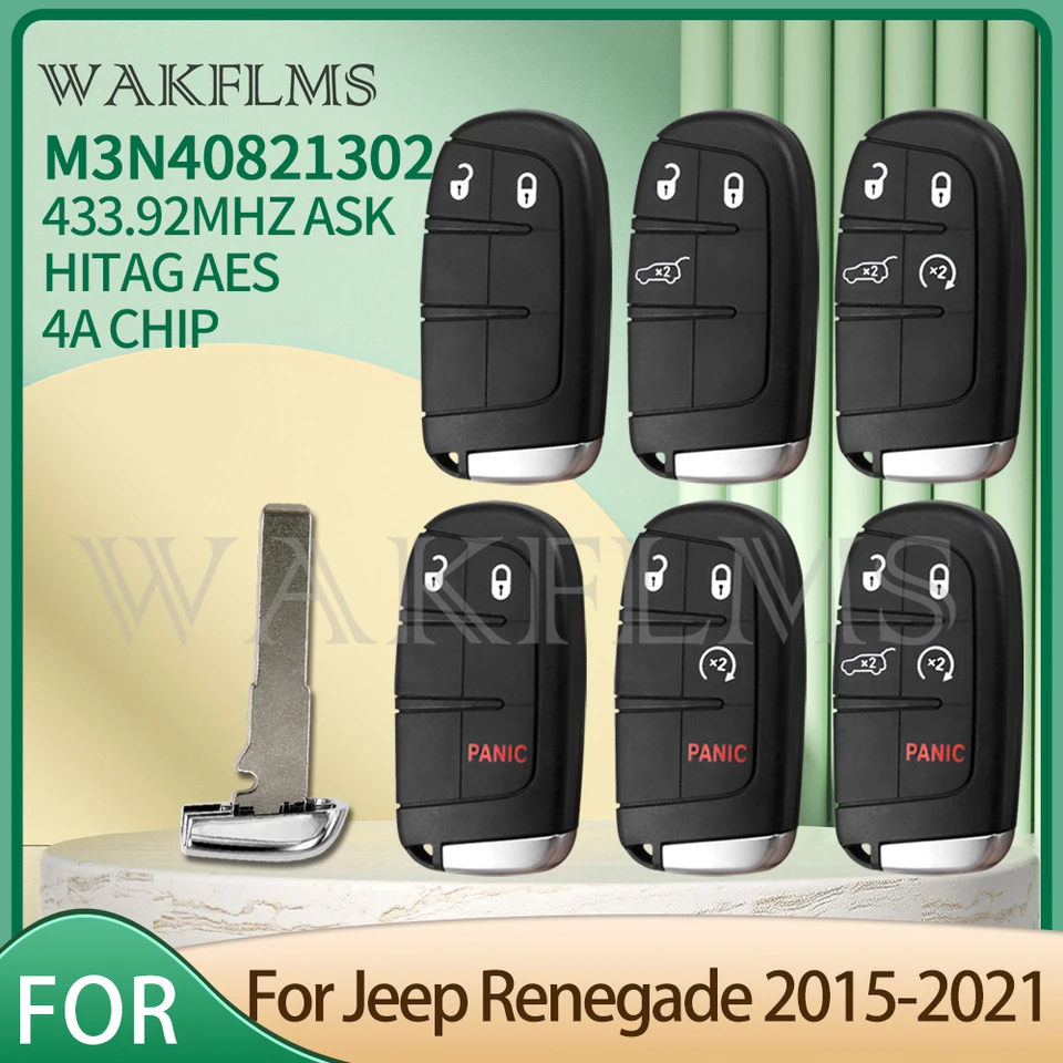 Pre Jeep Compass C-Cuv Trailhawk Renegade 2015 2016 2017 2018 2019 2020 2020 2021 Keyless Car Key 4Achip M3N-40821302 7812A-40021302