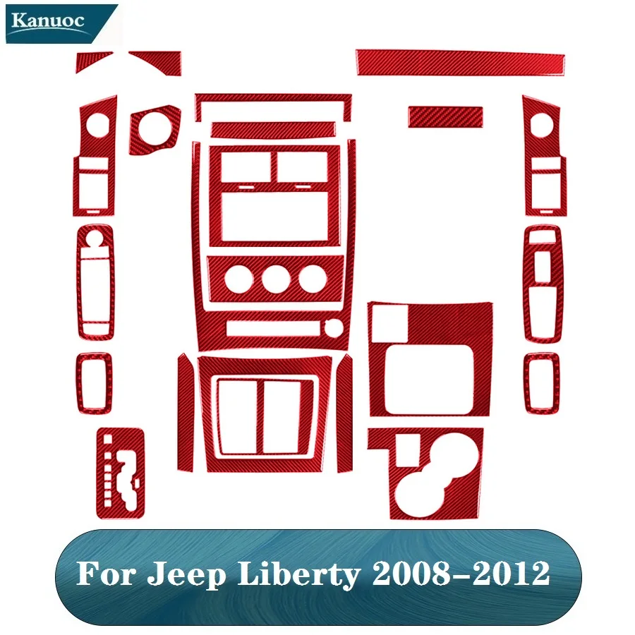 Pre Jeep Liberty 2008 2009 2010 2012 2012 Uhlíkové vlákna Rôzne časti Červené nálepky automobilov Interiér Dekoratívne doplnky