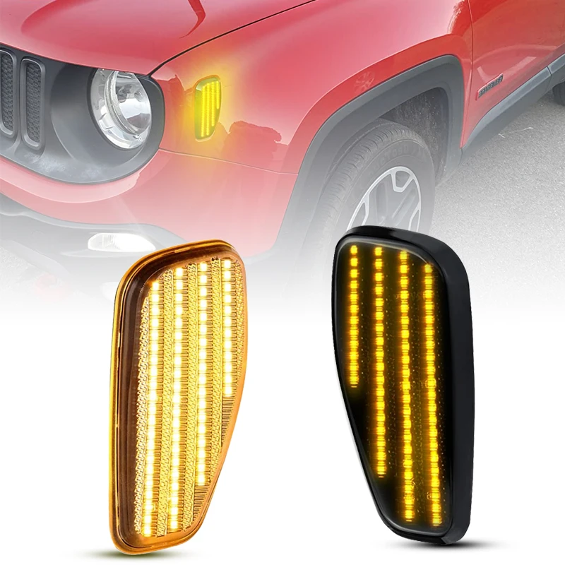 Pre Jeep Renegade 2015-2023 Clear & Smoked Lens Frotn Fender Amber Light LED bočná lampa LAMP