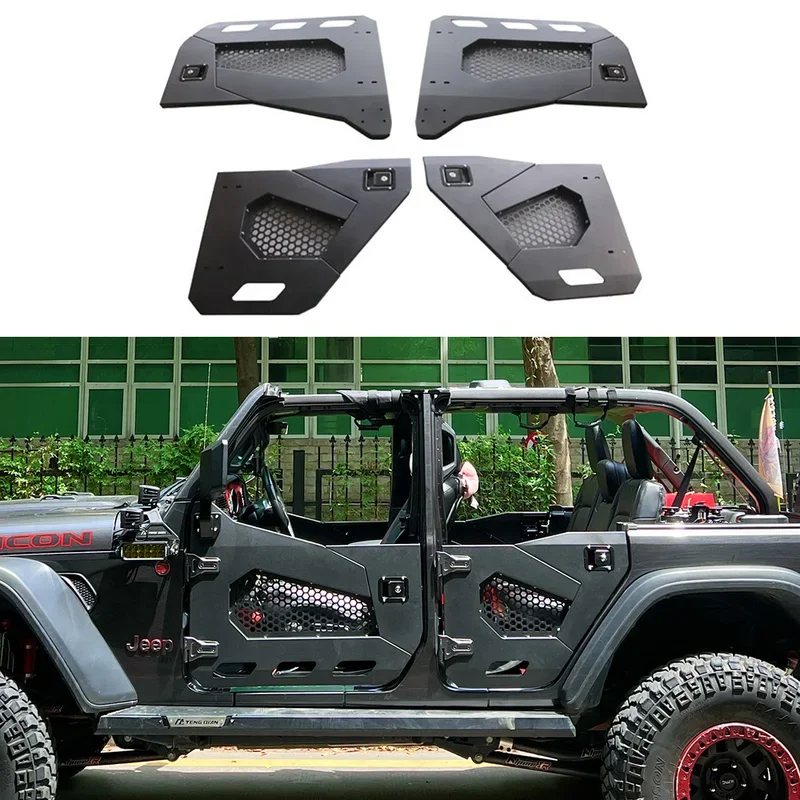 Pre Jeep Wrangler JL/JT Gladiátor 4-dverové polo rúrkové dvere s bočným zrkadlom oceľový terén 4x4 Modifikácia tela Accessori2019-2023