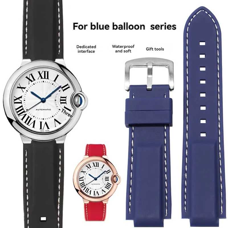 Pre kartier Silikone Watch Bands Blue Balón Čierny bojovník konvexný ústa Men Ženy Pin pracka Gumový náramok 18x11mm 20x12mm