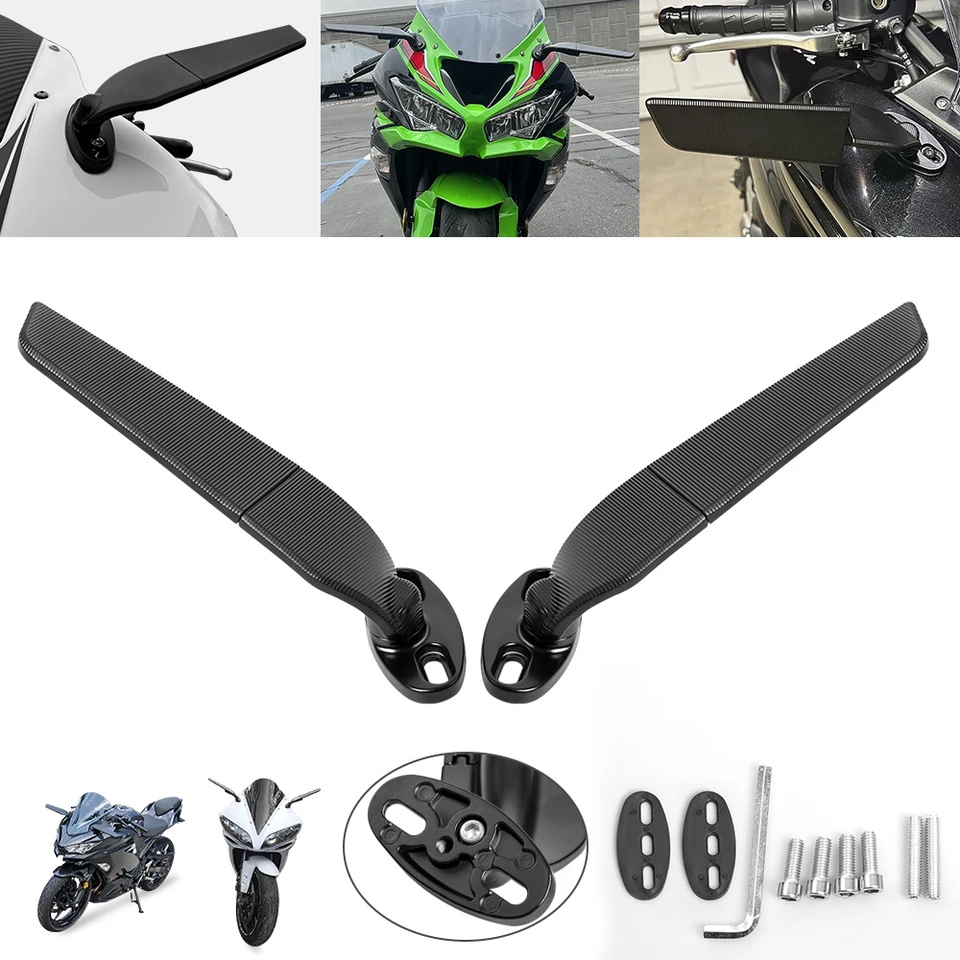 Pre Kawasaki Ninja 250 300 400 650 H2 H4 upravené motocyklové zrkadlá nastaviteľné otáčajúce sa spätné otočné vetrové otočné zrkadlo krídlového krídla