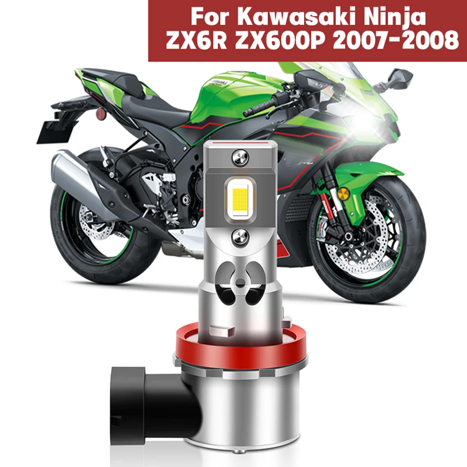Pre Kawasaki Ninja ZX6R ZX600P 2007 2008 LED motocyklové svetlomet 12V Motorové žiarovka 15000lm Super Bright CSP 6000K Motorbike Lamp