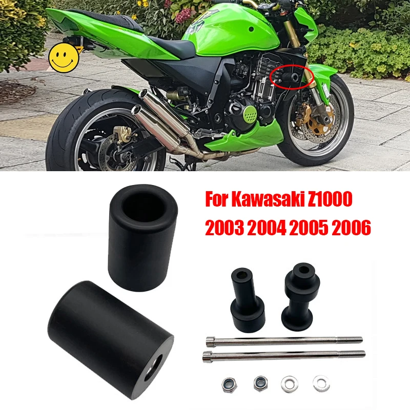 Pre Kawasaki Z 1000 Z1000 2003 2004 2005 2006 Čierny/uhlík bez rezaného rámu Presúvače zrážky Falling Falling Protection Motorycle príslušenstvo