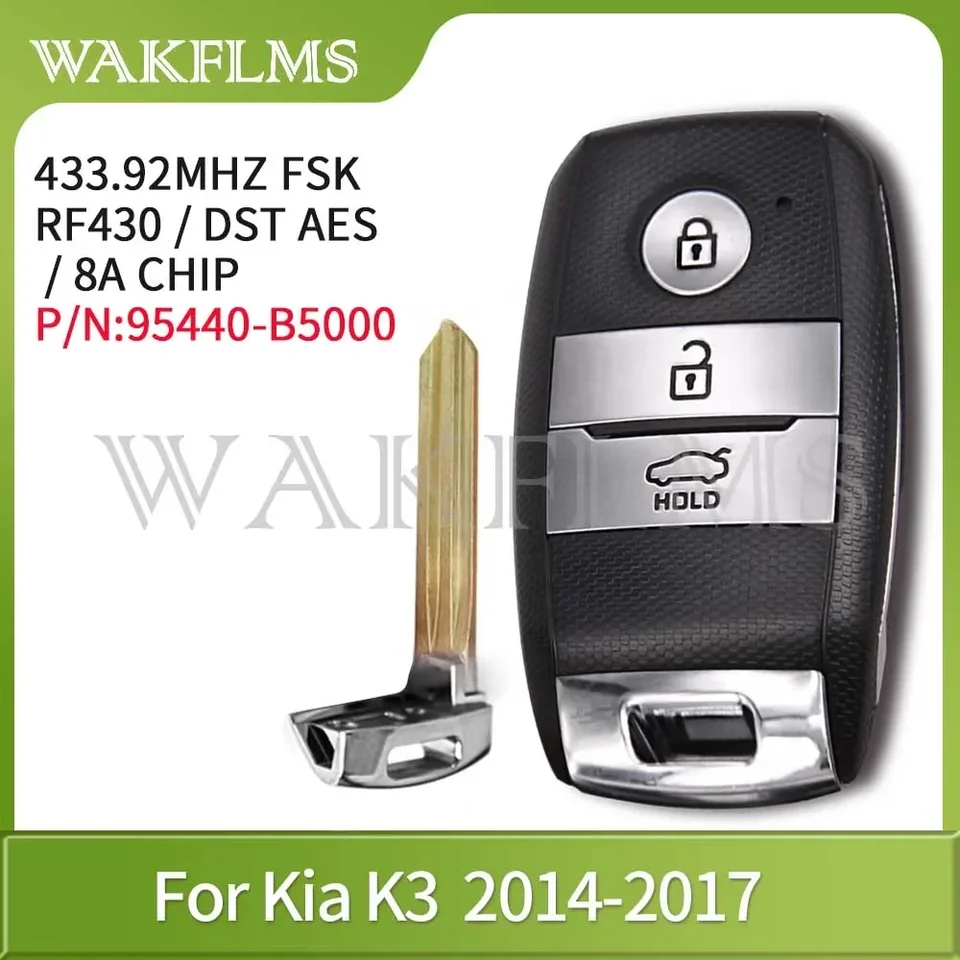 Pre Keyless Go Kia K3 Cerato Forte 2013 2014 2015 2016 RF430 8A Chip Smart Car Key 433MHz 95440-A7100 95440-B5000