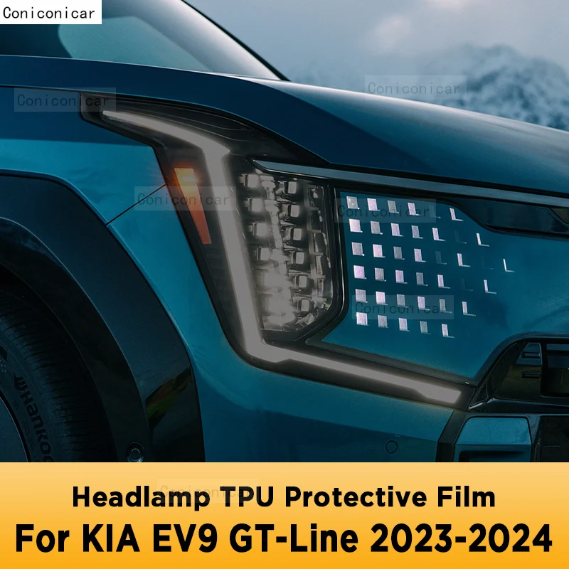 Pre KIA EV9 GT LINE 2024 TPU Exteriér exteriérové ​​svetlomety Anti-Scratch Ochrana krytu svetlometov Opravy príslušenstvo nálepka