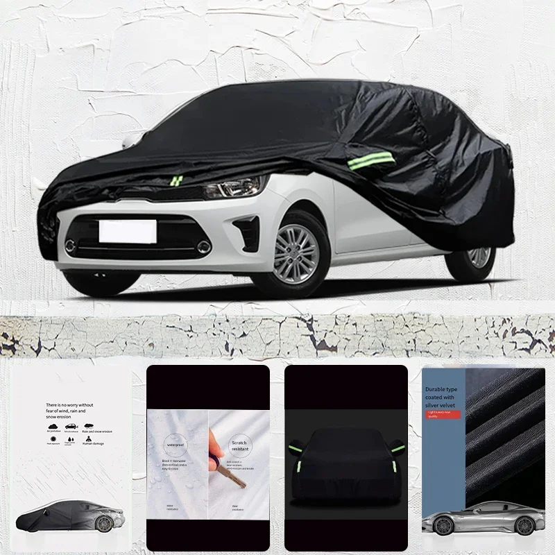Pre Kia Pegas Anti-UV Sun Shade Rain Rain odolný voči prachu odolnosti voči automobilu Čierny kryt Plné krytie auta vonkajšia ochrana