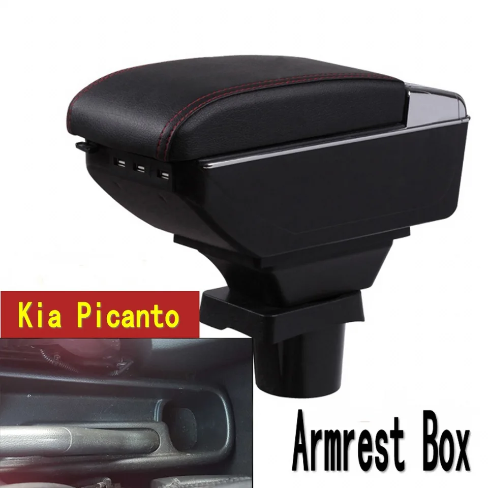 Pre Kia Picanto lakťová skrinka Central Store Box Content Box s držiakom pohárovi Ashtray USB Picanto lakťové krabičky