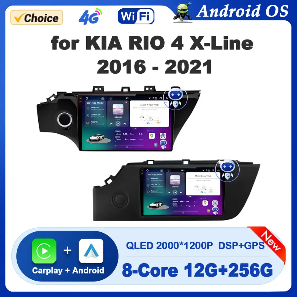Pre KIA Rio 4 X -Line 2016 - 2021 GPS Navi Android OS 9 palcov Audio Multimedia Radio Radio Player WiFi Wifi Wireless CarPlay Auto Tools