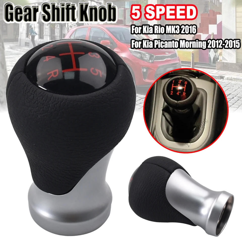 Pre Kia Rio MK3 2016 pre Kia Picanto Morning 2012 2013 2014 2015 Manuálna koža 5 Speed ​​Gear Shift Knob MT Auto príslušenstva