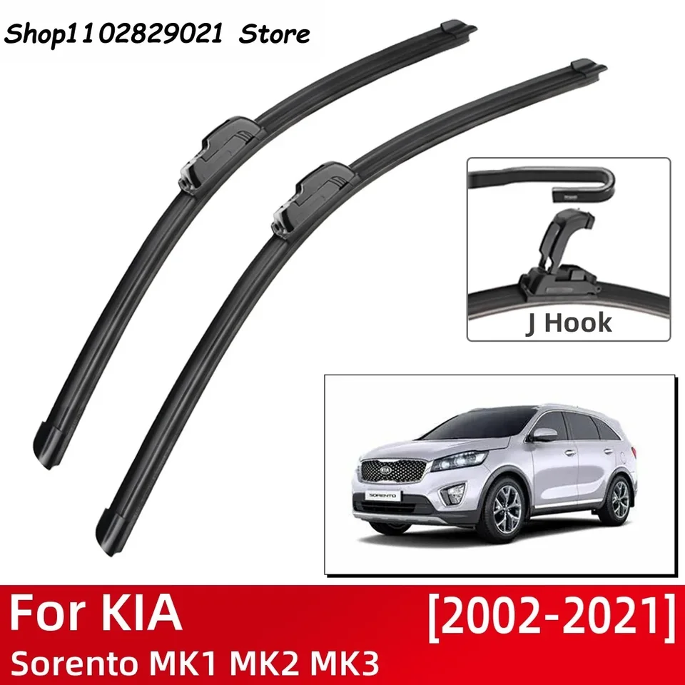 Pre Kia Sorento Mk1 Mk2 Mk3 2002-2021 Automobilové príslušenstvo Čelné sklo Wiper Blade Brushes U. Type J Háčiky 2021 2020 2019