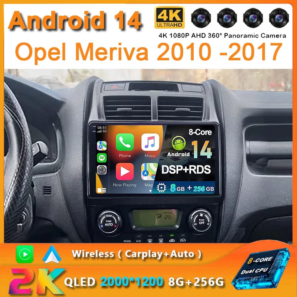 Pre Kia Sportage 2 2007 -2009 2K QLED Android 14 Car Radio Multimedia Video Player GPS AI Voice CarPlay 4G Head Unit Stereo