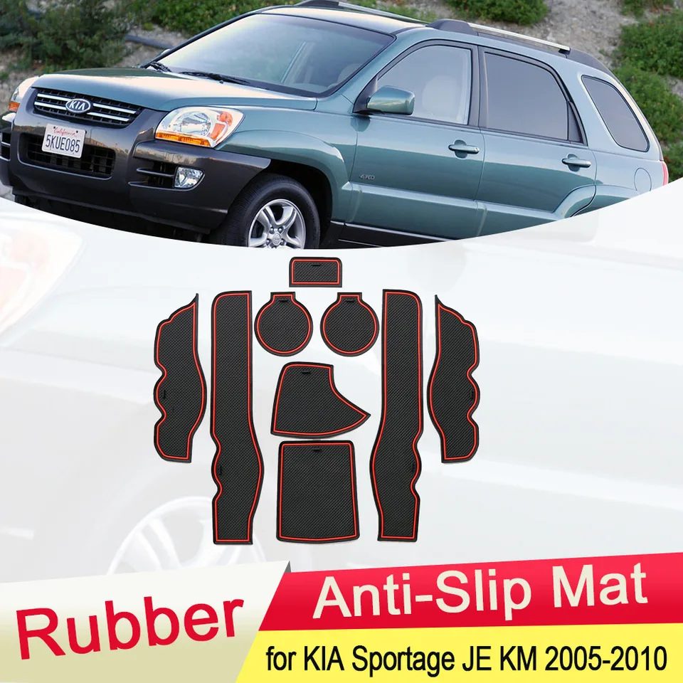 pre Kia Sportage Je KM 2005 2006 2007 2008 2009 2010 Guma proti šmykľavej podložke Dverné drážky Pad Pad Gate Slot Coaster Coaster Carsory Accessories