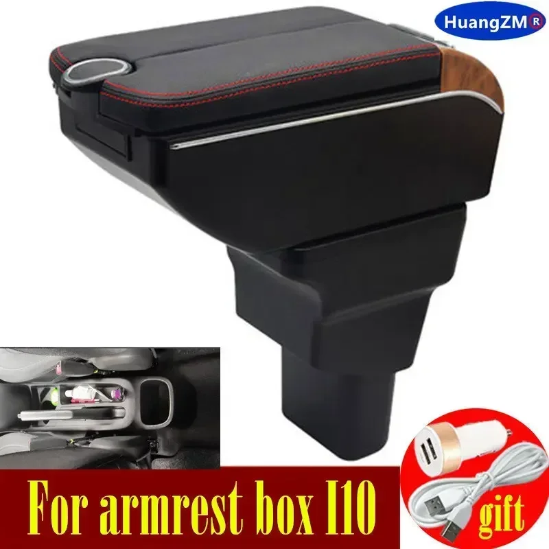 Pre krabicu podkrovia Hyundai i10 Dvojité dvere otvorené 7USB Center Console Storage Box Rast Red Rast