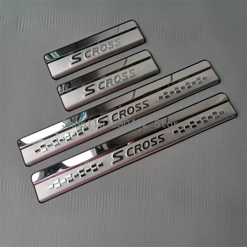 Pre kríž Suzuki SX4 S-Cross S Cross 2014-2021 Zoharená oceľ Dvere Sill Plates Plates Protector Guard Stickers