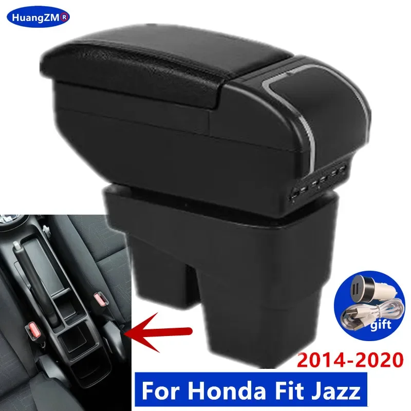 Pre lakťové opierky Honda Fit pre Honda Jazz /WRV Car lakťová lakťová škatuľka 2014 2015 2016 2017 2018 2019 2020 Doplnkové diely interiérový úložný box interiéru