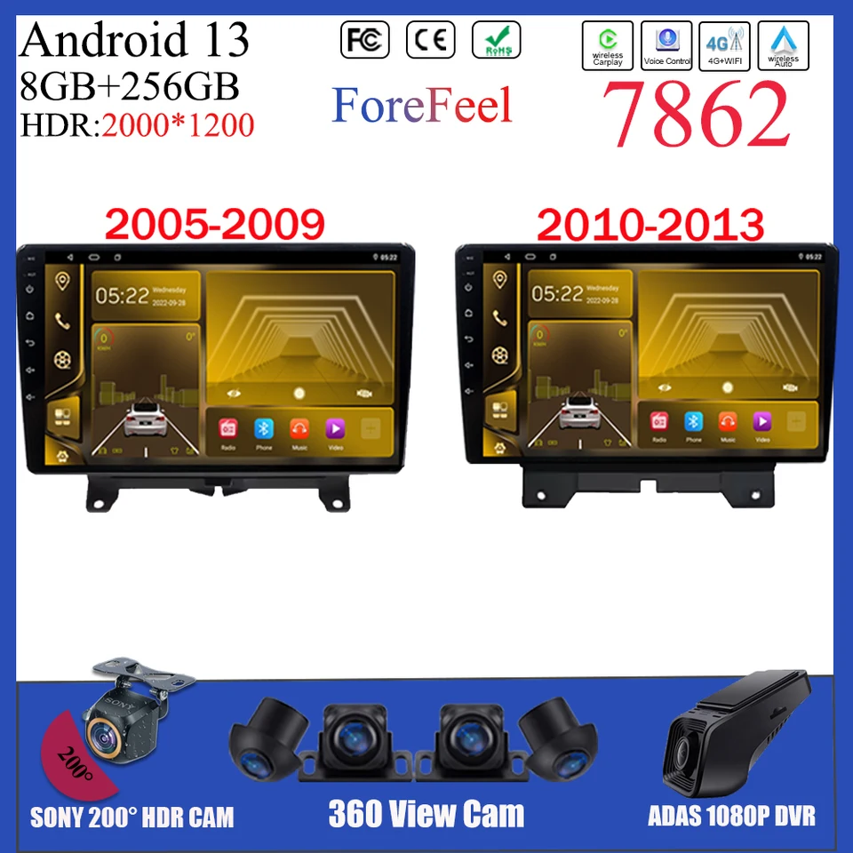Pre Land Rover Range Sport 2005 - 20013 Stereo Radio Navigation Player Android 13 Monitor Screen Screen Multimedia Bluetooth Auto Video
